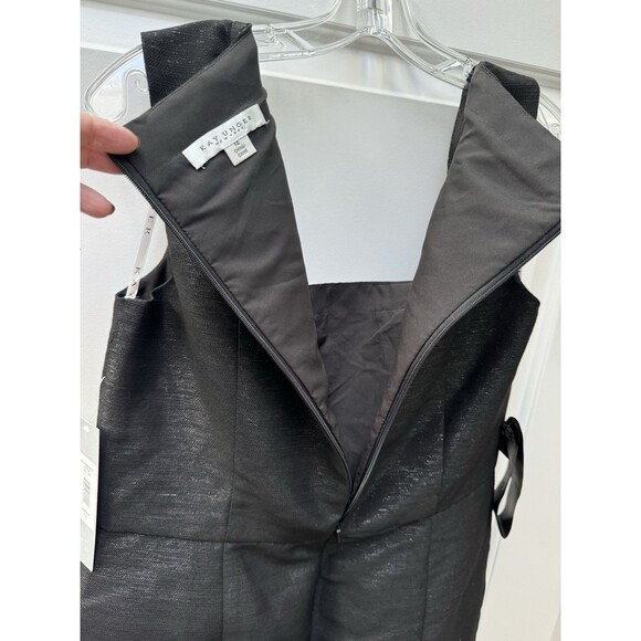 NWT Kay Unger Lola Metallic Twill Midi Dress Women’s Size 14 Sleeveless Black - Picture 8 of 16